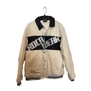Vintage Rocawear Beige & Black Mens Jacket Varsity Wool Blend